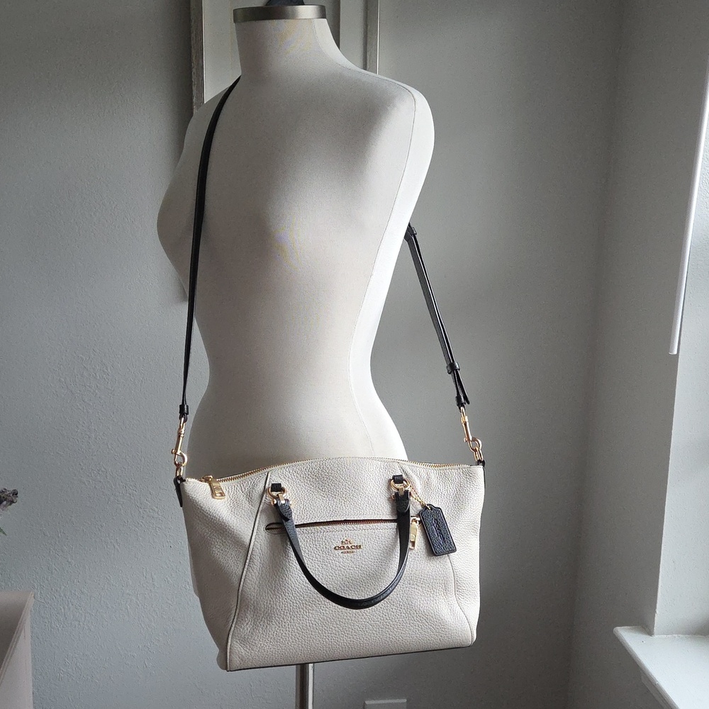 COACH Chalk & Black Prairie Leather Crossbody Bag - Picture 4 of 14